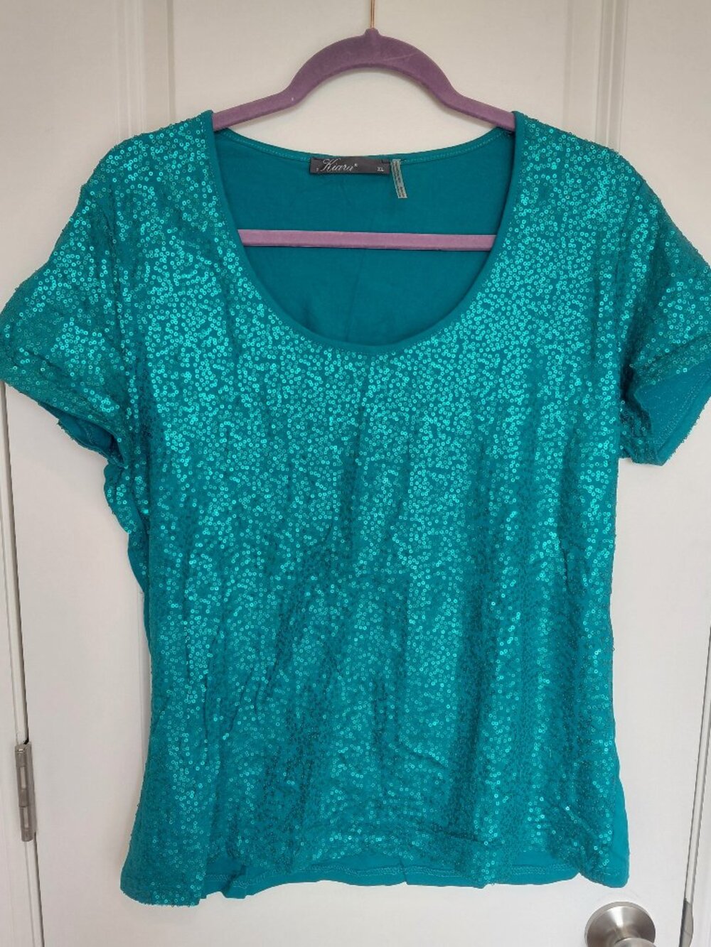Teal Sequin Blouse